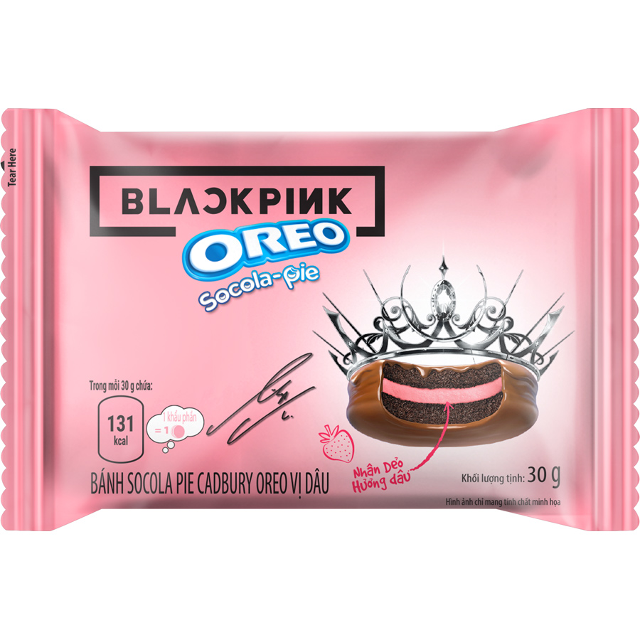 [Limited Edition] Combo 2 hộp Bánh OREO Pie BLACKPINK vị Dâu 2x360g (Tặng kèm 4 thẻ hình BLACKPINK)