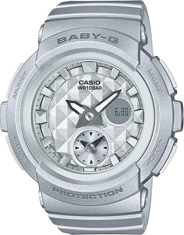 Đồng Hồ Nữ Dây Cao Su Casio Bayby-G-Bga-195-8Adr-Tròn Nữ Trắng Kim Hình ĐT SG Niềng Chữ VV