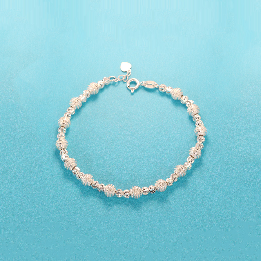 Lắc tay bạc nữ, vòng tay bạc nữ bi bạc độc đáo LTN0146