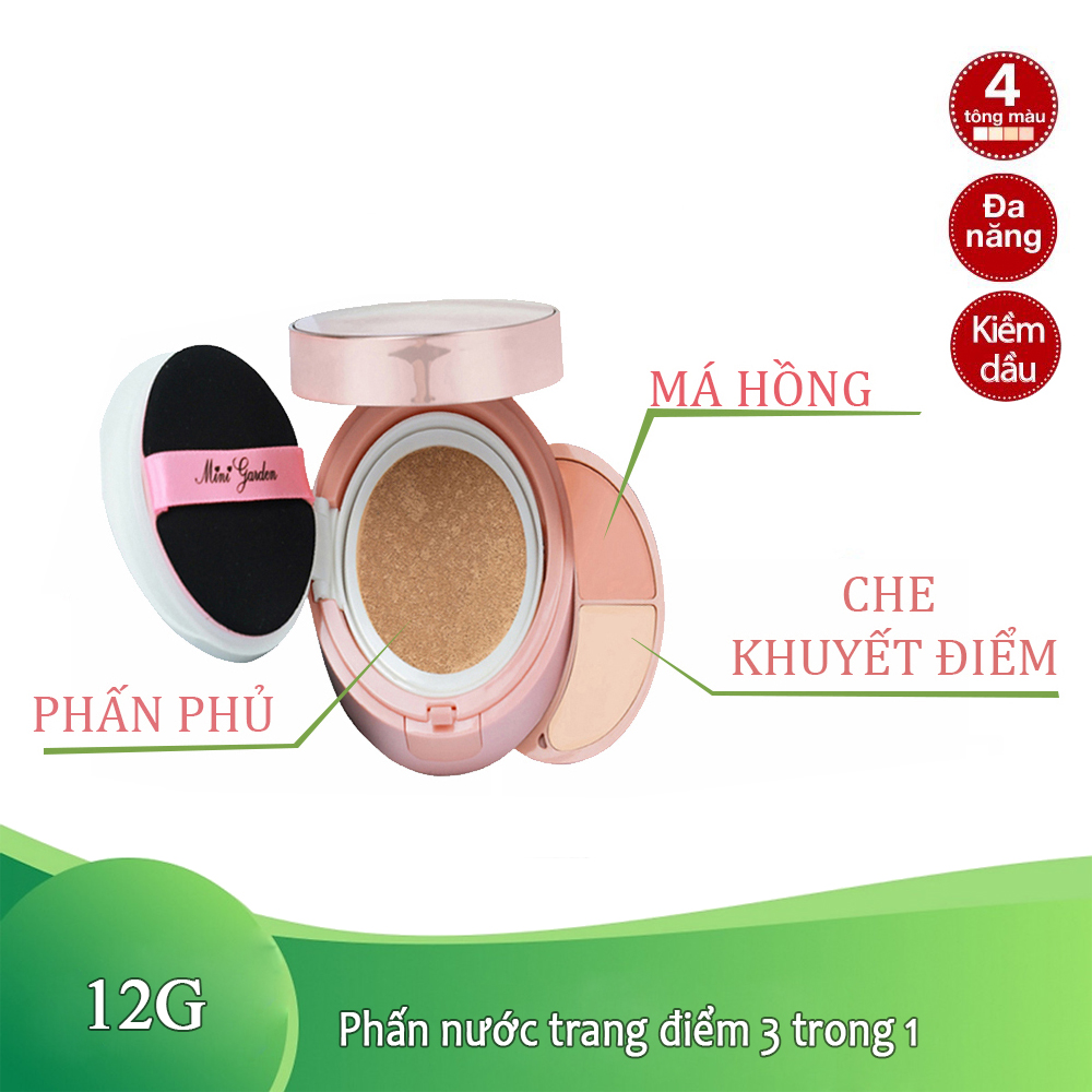 Phấn Nước Mini Garden 3 In 1 CC Cushion SPF 40+ PA+++ ( 1 lõi x 12g)