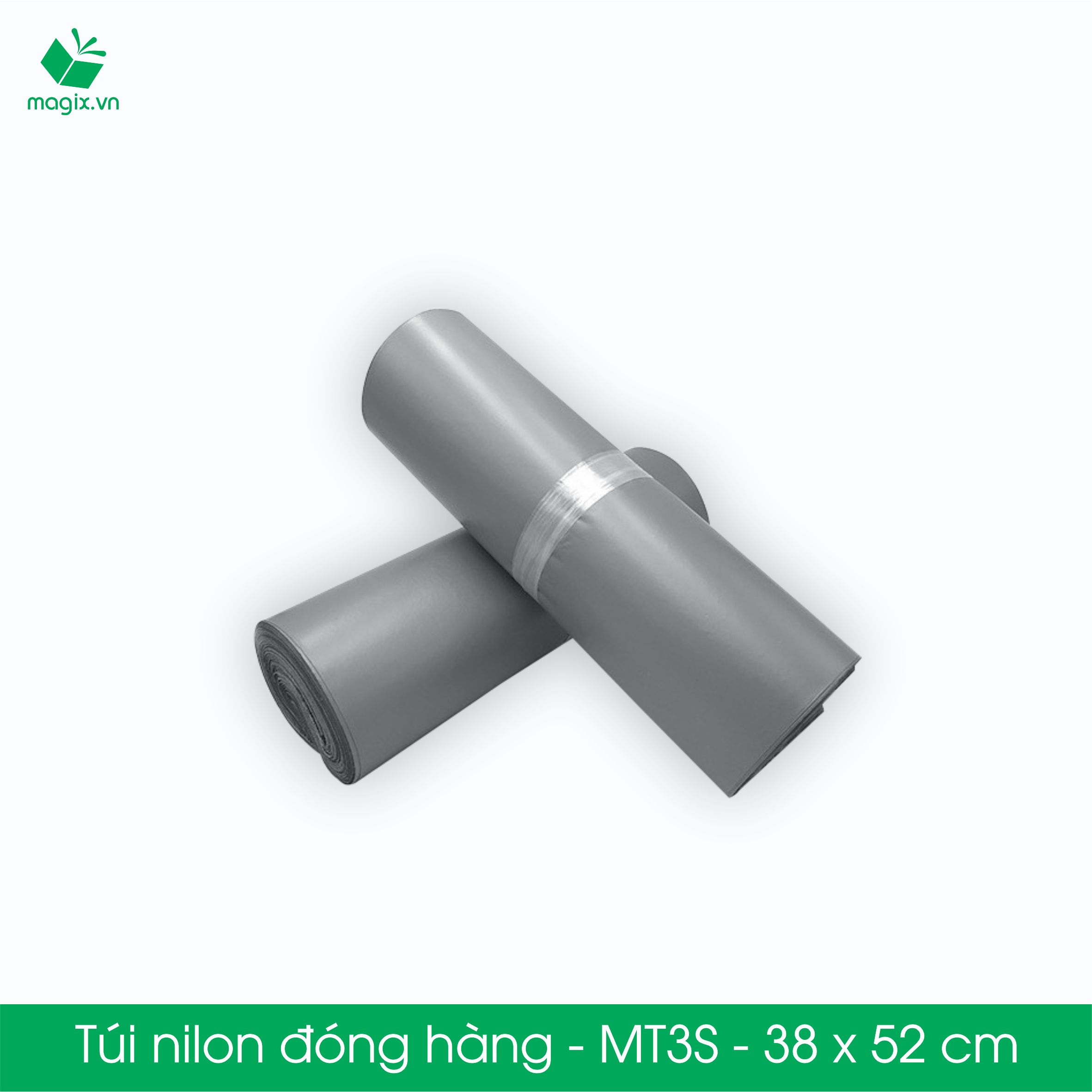 MT3S - 38x52 cm - Túi nilon gói hàng - 100 túi niêm phong đóng hàng màu xám