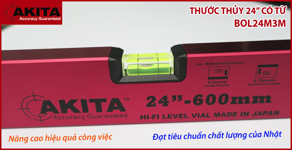 Thước thủy từ tính có vạch chia Akita