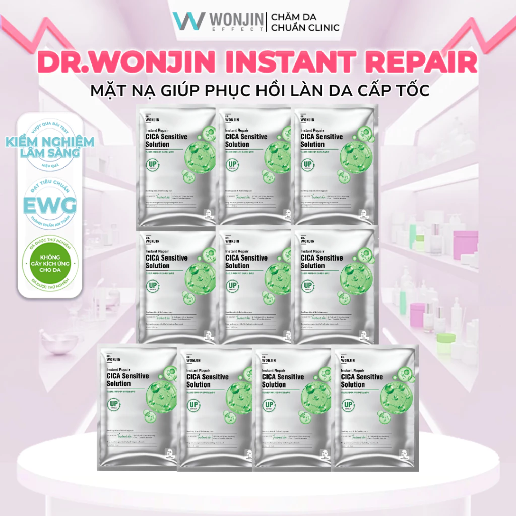 Combo 10 Mặt Nạ Phục Hồi Cấp Tốc DR WonJin Instant Cica Sensitive Solution Mask 30g x10