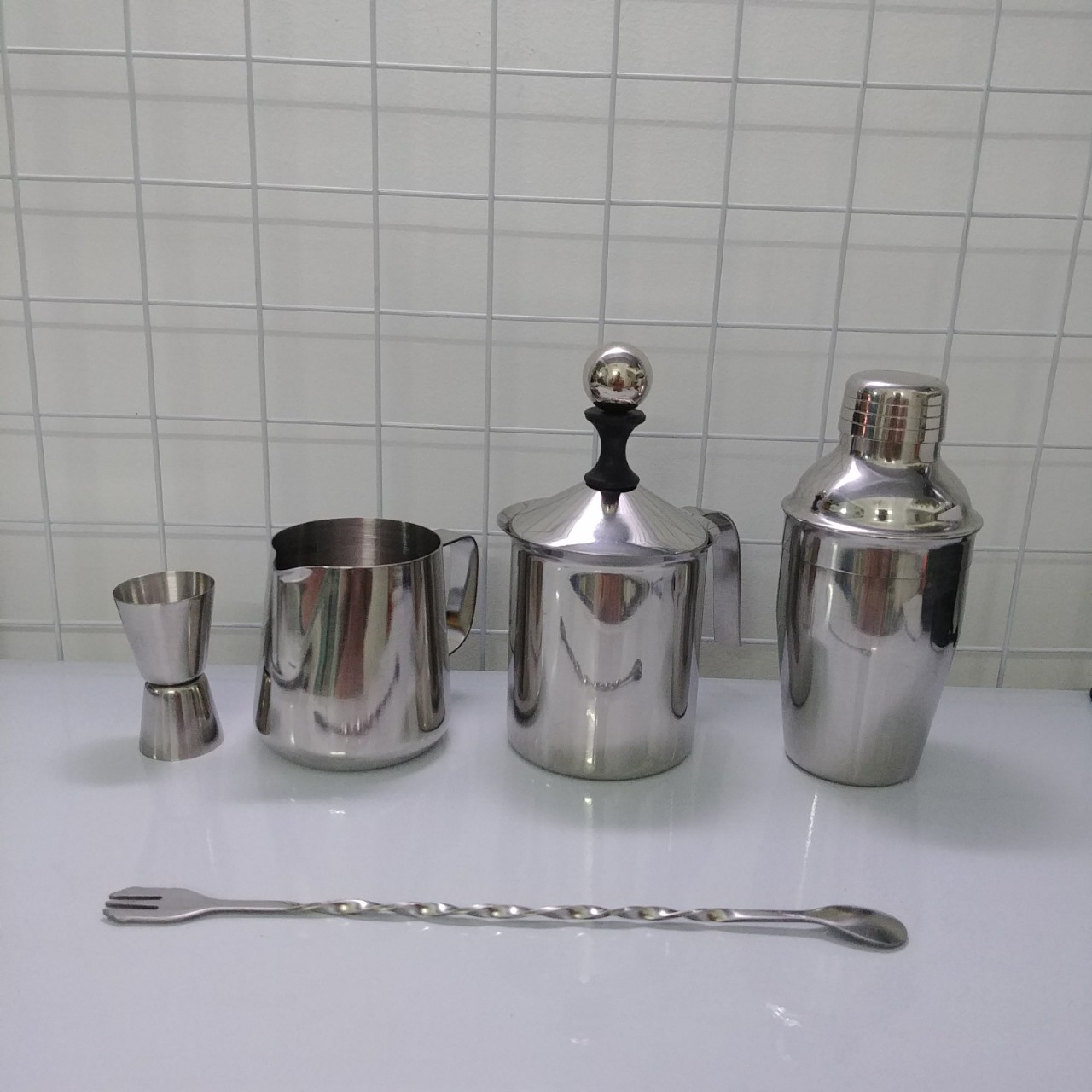 Combo 5 dụng cụ Inox quầy pha chế, barista