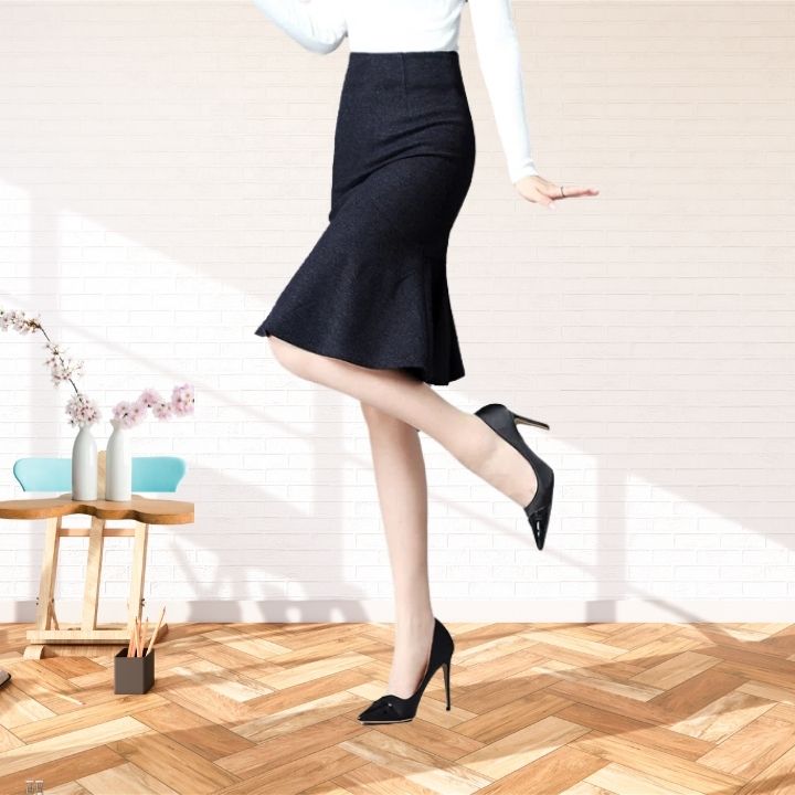 Chân Váy Nữ New Design Thiết Kế Dáng Váy Đuôi Cá Ôm Body Quyến Rủ Dài Qua Gối, Chất Vải Co Giãn Tốt CV0067
