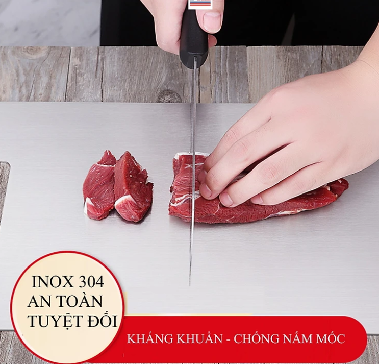Thớt KG68 nguyên khối đúc kháng khuẩn, dùng để thái thịt, rau quả dễ tiện lợi chất liệu inox304- Hàng chính hãng