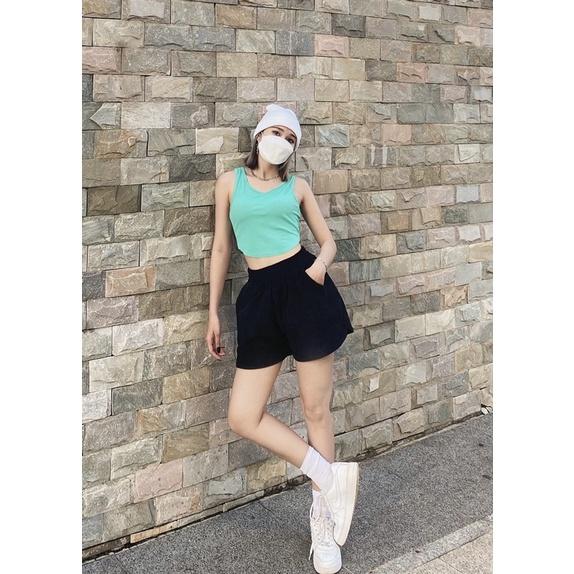 Áo croptop ba lỗ basic vạt bầu 4 màu trendy