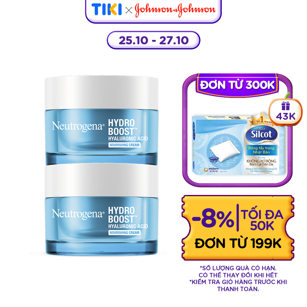 Bộ 2 Kem dưỡng ẩm cấp nước cho da khô Neutrogena Hydro Boost Hyaluronic Acid Nourishing Cream 50gx2