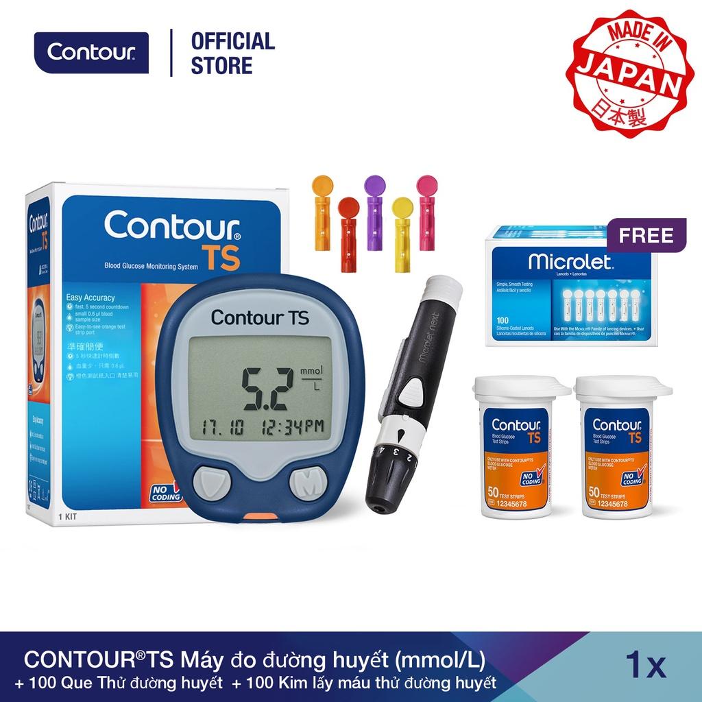 Bộ sản phẩm 1 Máy đo đường huyết  CONTOUR PLUS (mg/dL) và 100 Que thử đường huyết  và 100 Kim lấy máu thử đường huyết