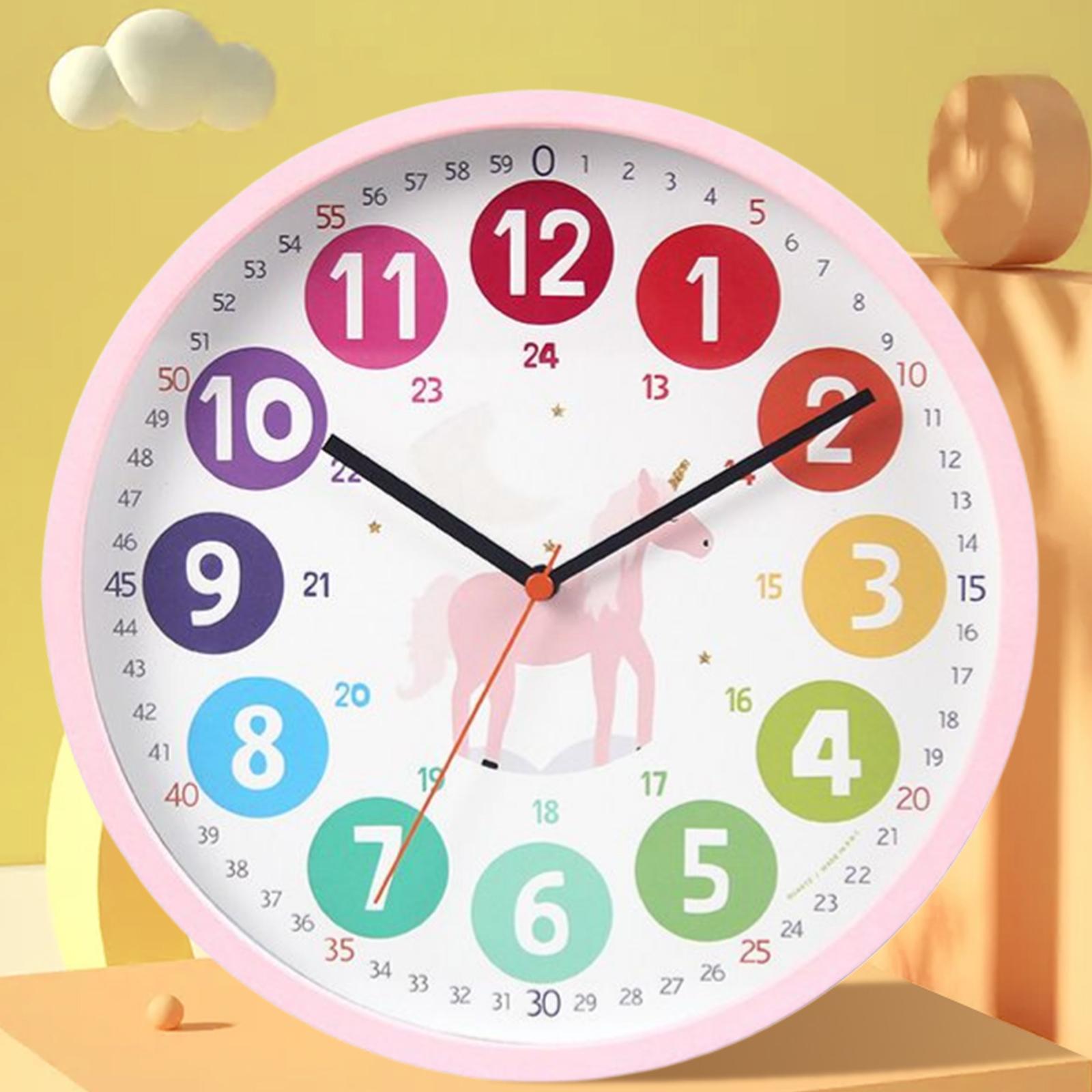 10" Telling Time Teaching Clock Wall Clock for Playroom Kids Children