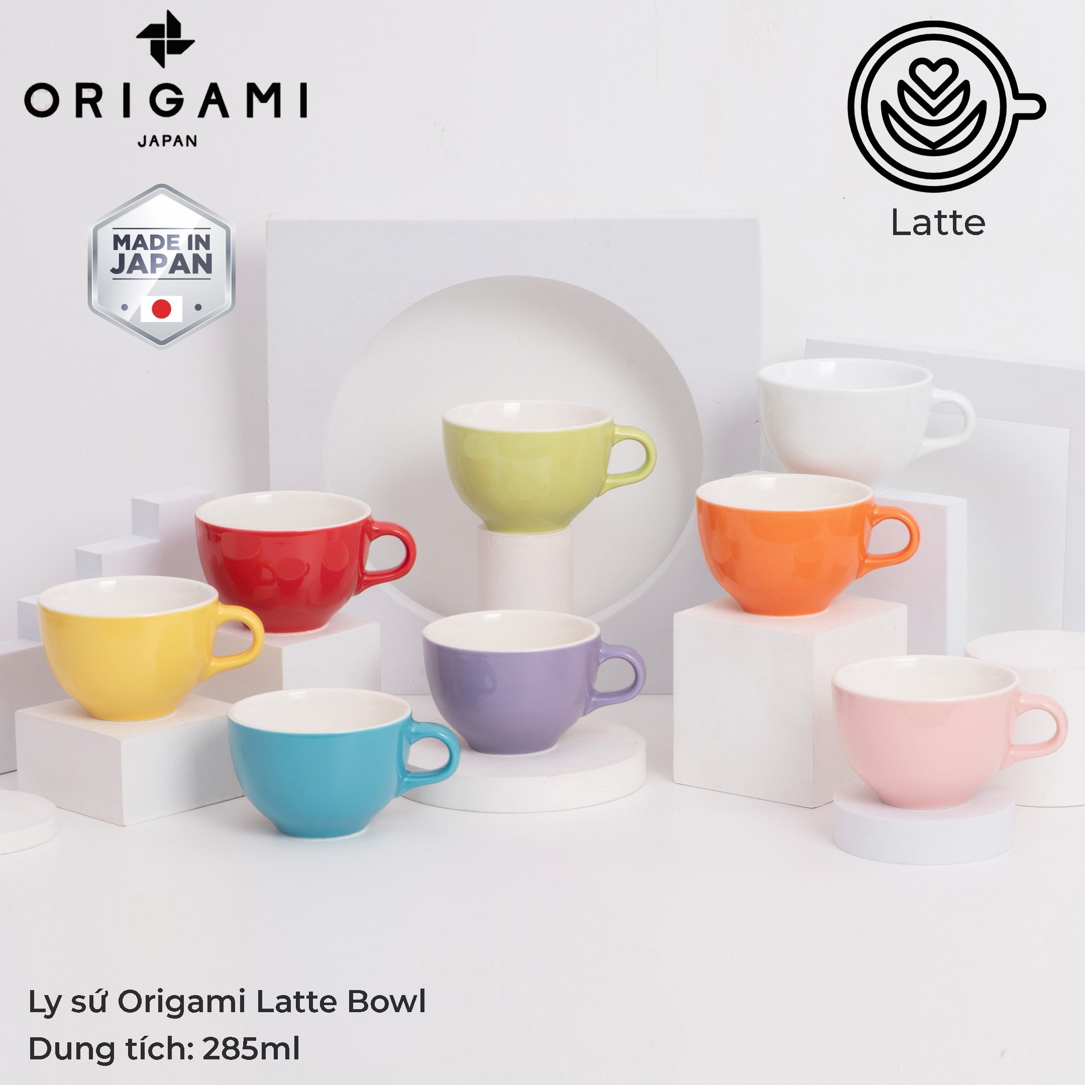 Ly sứ Origami Latte Bowl 285ml uống trà cà phê