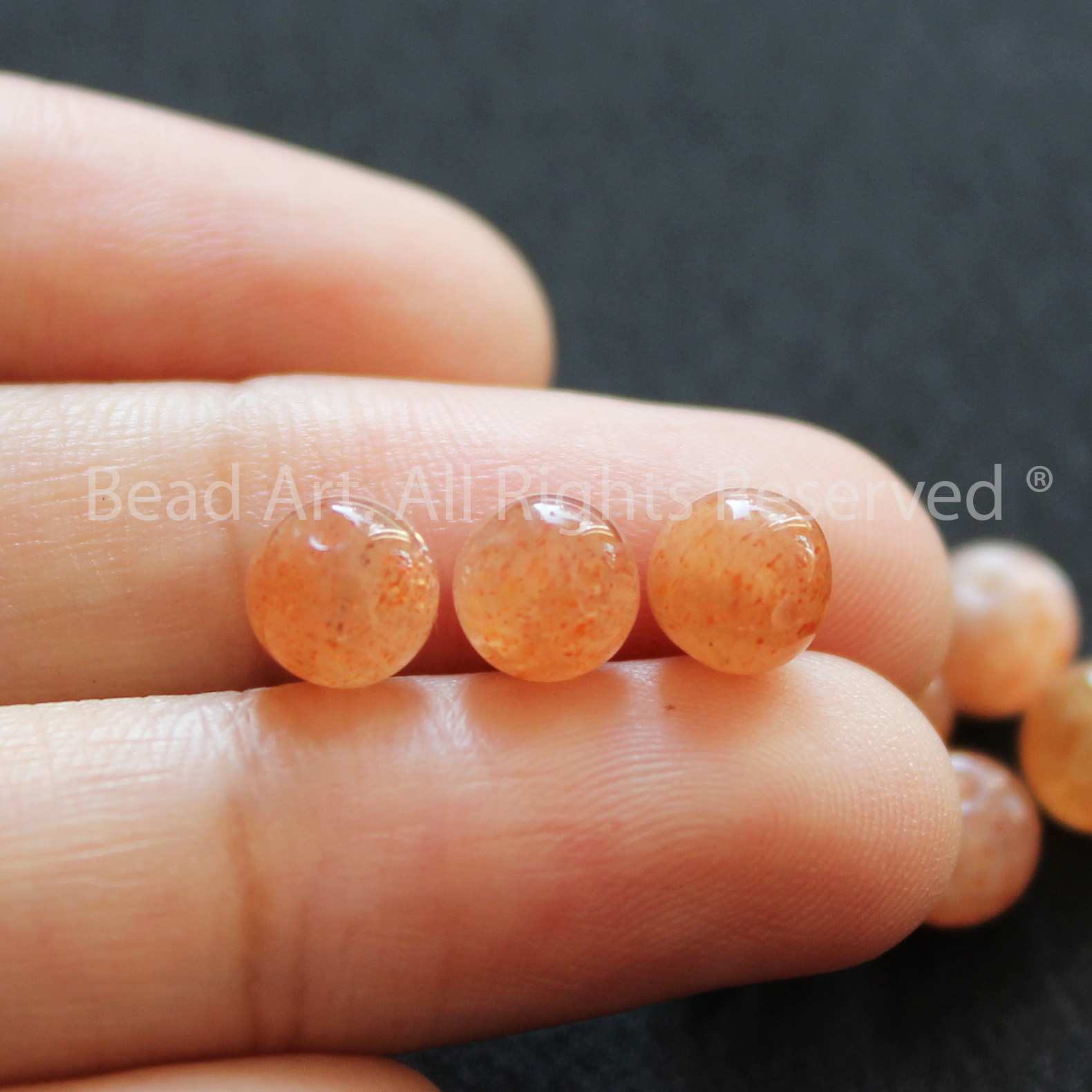 [1 Hạt] 6MM Đá Sunstone, Đá Mặt Trời Tự Nhiên Loại AA Màu Cam, Đá Phối Vòng Tay Phong Thuỷ, Chuỗi Hạt, Mệnh Hoả, Mộc - Bead Art
