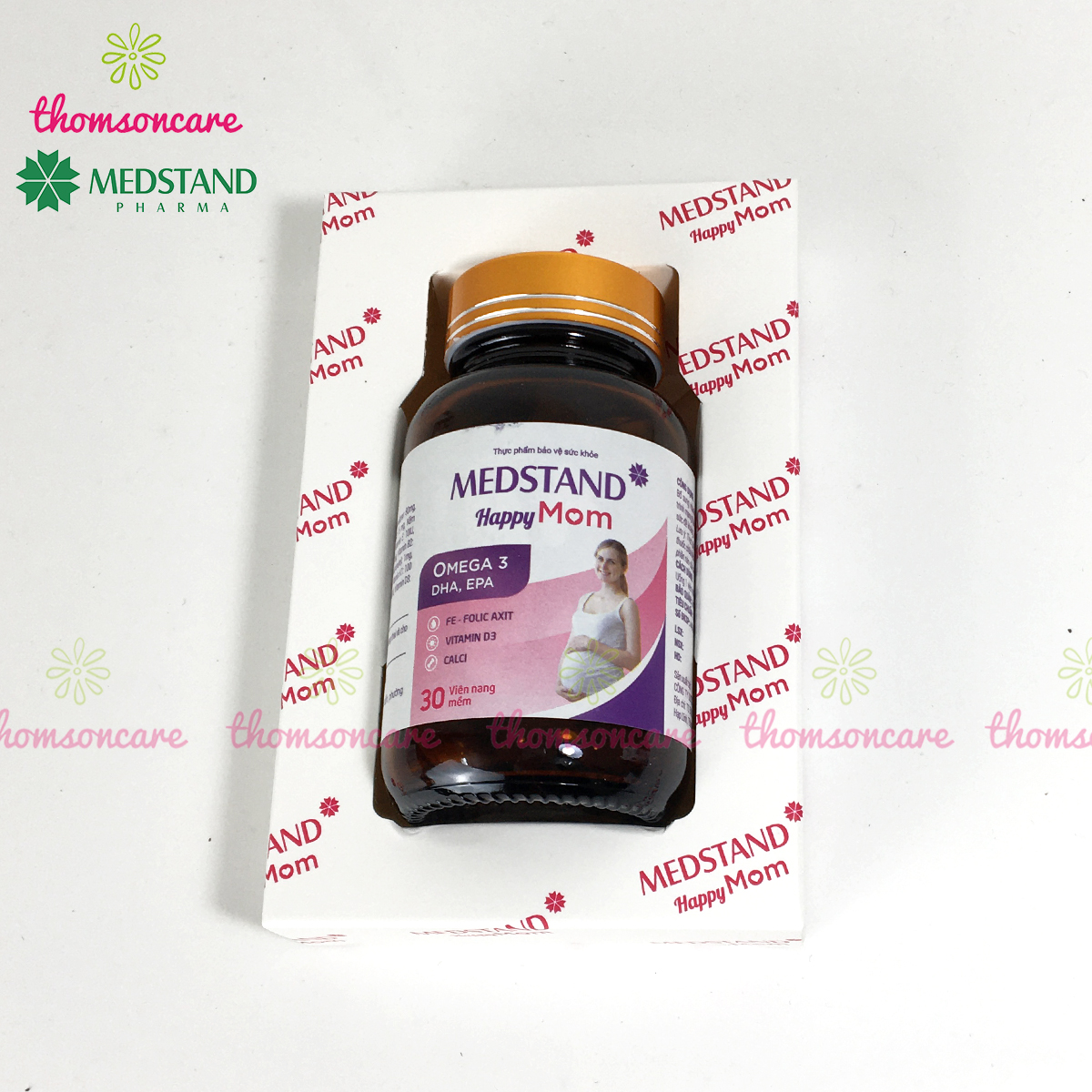 Vitamin bầu Medstand Happy mom - Chứa Omega DHA, sắt, canxi - Bổ sung khoáng chất cho mẹ mang thai và sau sinh, cho con bú