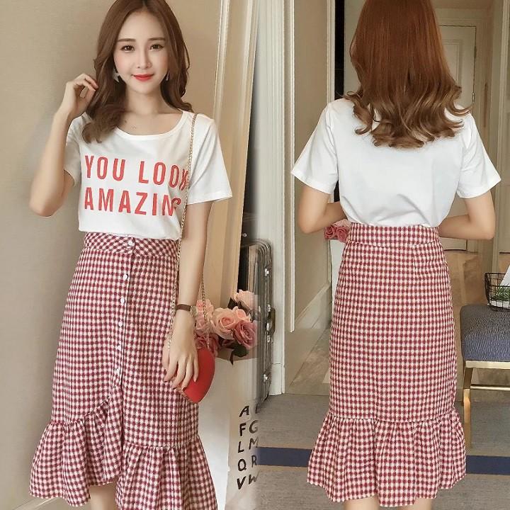 SK13-CHÂN VÁY SỌC CARO ĐUÔI CÁ S-6XL