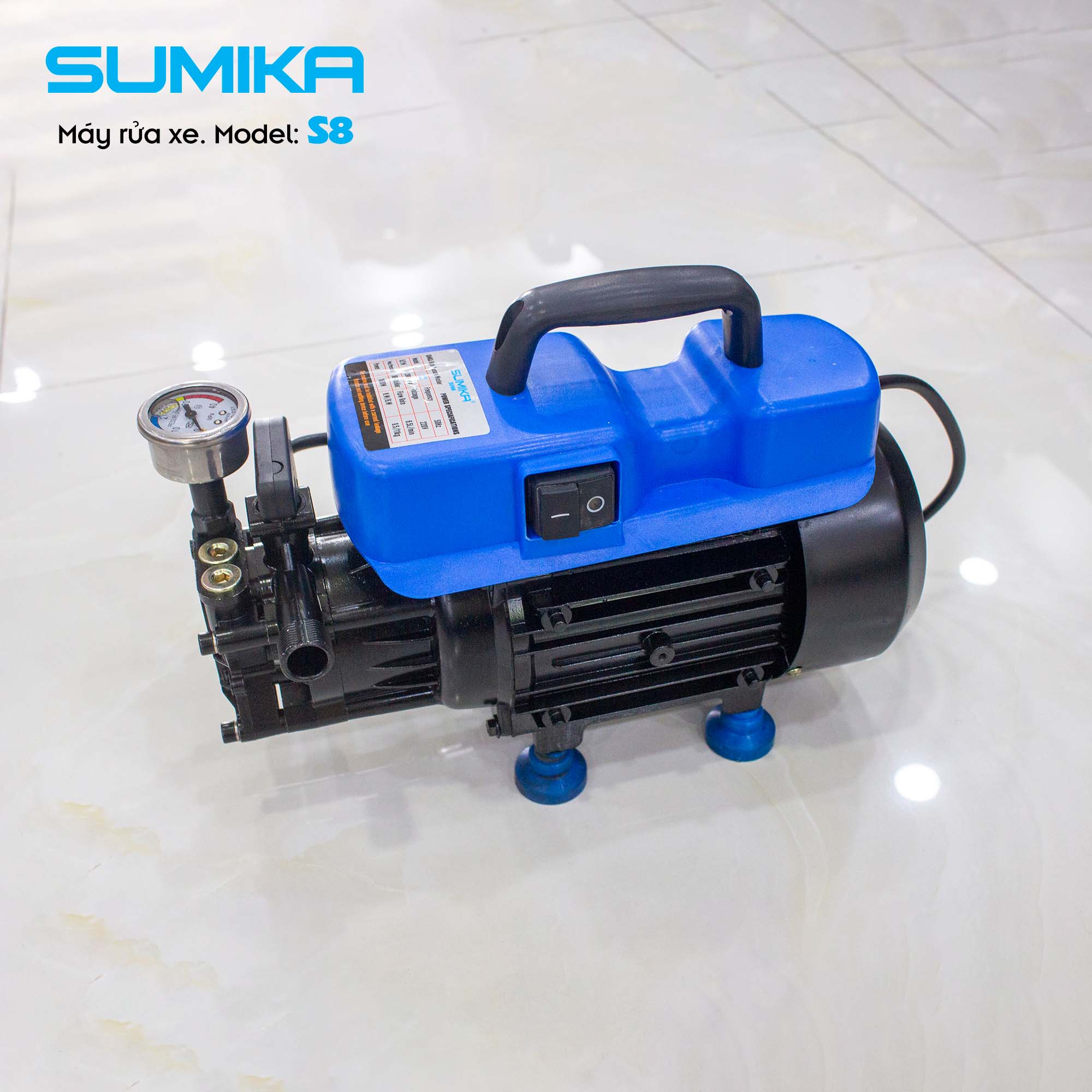 Máy rửa xe áp lực cao SUMIKA S8, công suất 1600W, 100% lõi đồng, chế độ Auto Stop