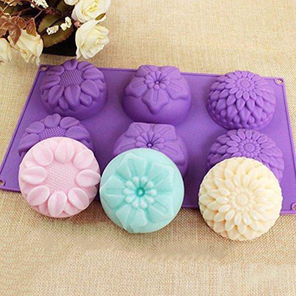 Khuôn silicone tạo hình hoa làm bánh kẹo 6 ngăn đa dụng