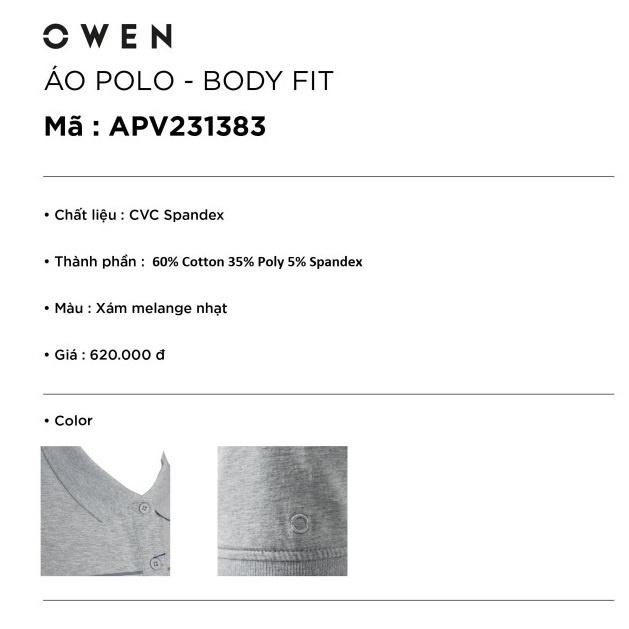 OWEN - Áo Polo nam ngắn tay Owen màu xám ghi kẻ ngang 231383 - Áo thun có cổ nam