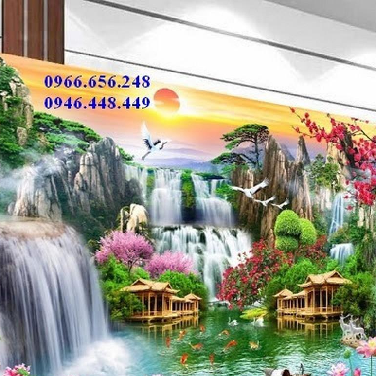 Tranh thêu chữ thập phong cảnh non nước hữu tình thiên nhiên hùng vĩ MN0159