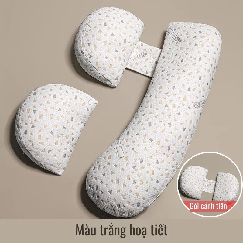 Gối cho bà bầu cao cấp 2 in 1, vừa là gối cánh tiên kết hợp chữ F