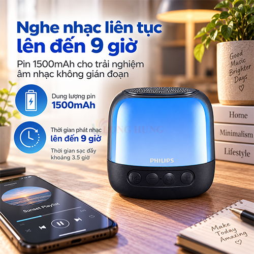 Loa Bluetooth Philips TAS1108BK/70 - Hàng chính hãng