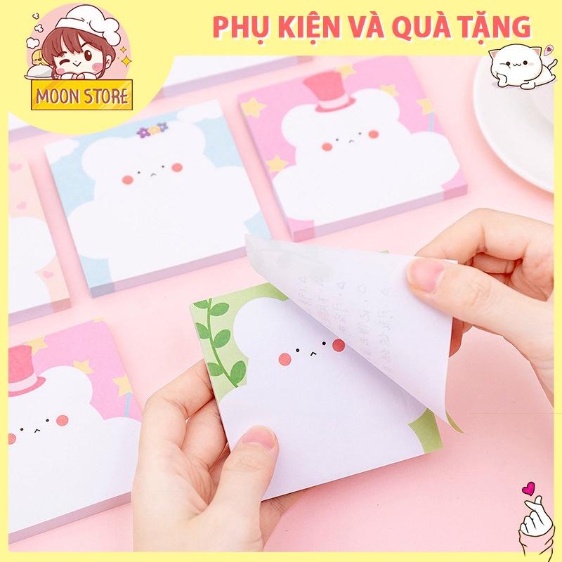 Giấy note, Ghi chú vuông in hình gấu trắng dễ thương 80 tờ