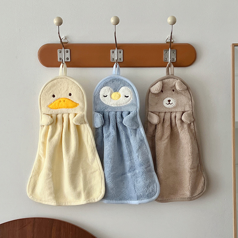 Khăn lau tay siêu thấm hút - Khăn lau bếp đa năng siêu mềm hình thú dễ thương có móc treo