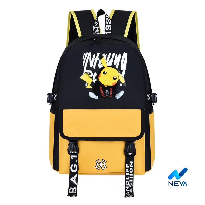 (NEW) Ba Lô Học Sinh Cỡ Lớn In Hình Pikachu Đáng Yêu Phong Cách Unisex NEVA06