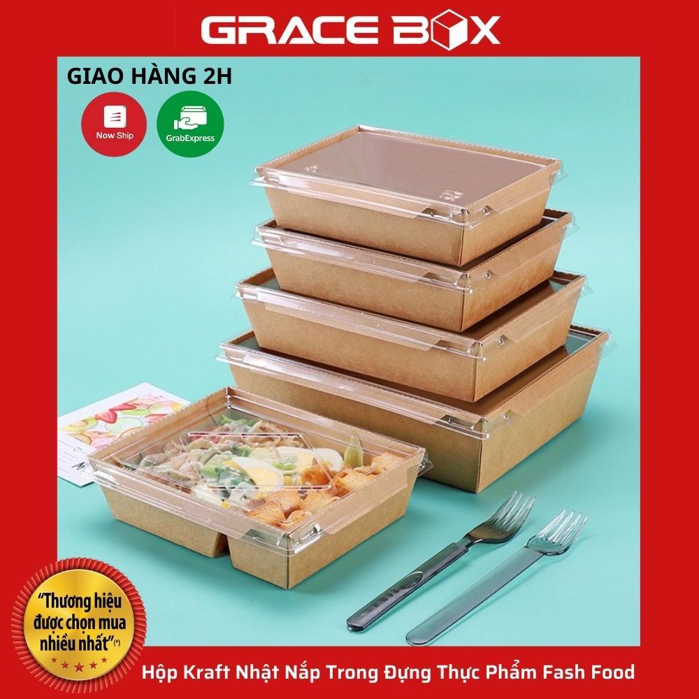 Lốc 10 Hộp Kraft Nhật Nắp Trong Đựng Thực Phẩm Fash Food