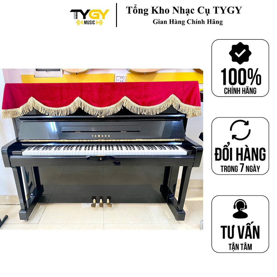 Khăn Phủ Đàn Piano Vải Nhung Viền Vàng Sang Trọng