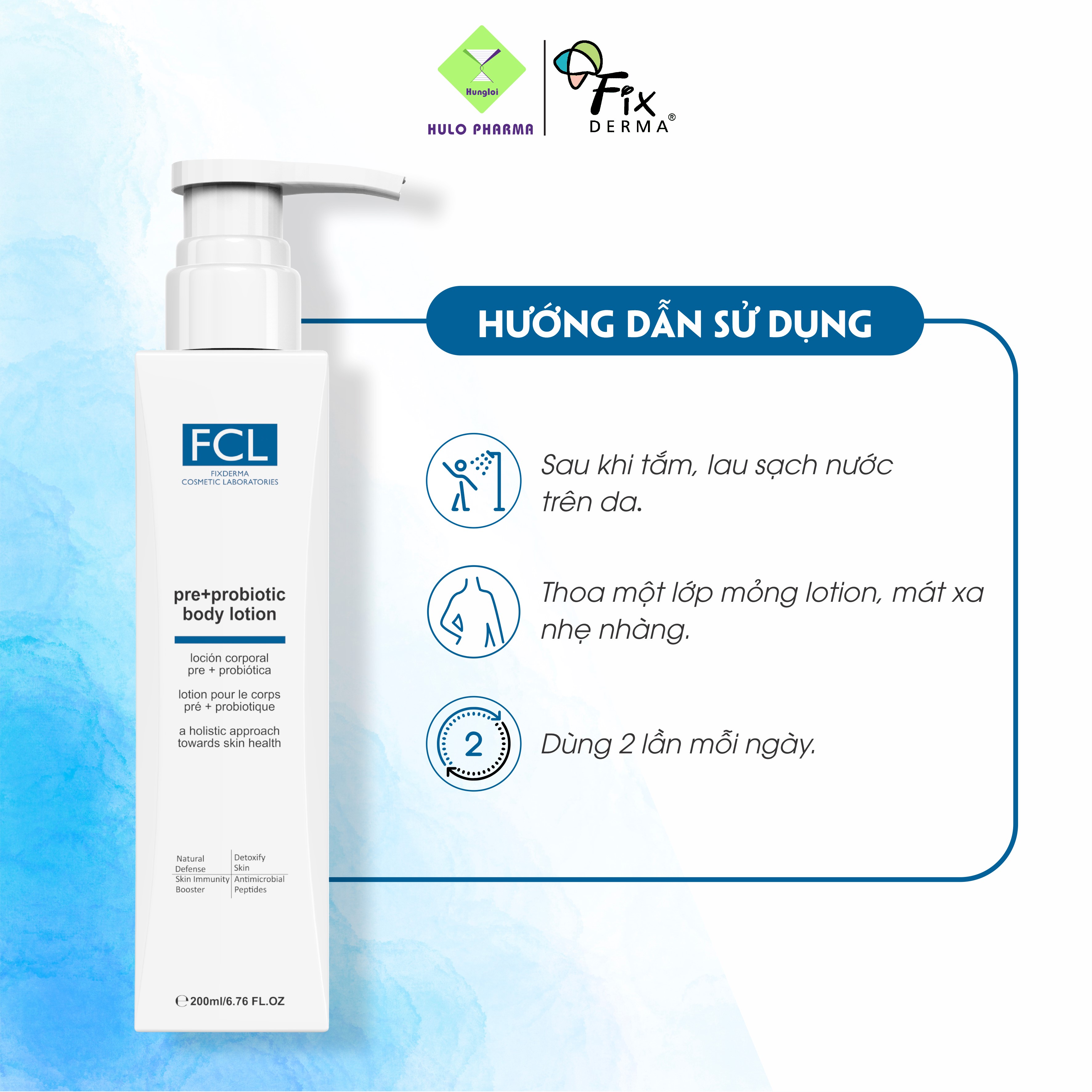 Sữa Dưỡng Thể FCL Pre+ Probiotic Body Lotion 200ml Phục Hồi Da, Giảm Dày Sừng Nang Lông - Hùng Lợi
