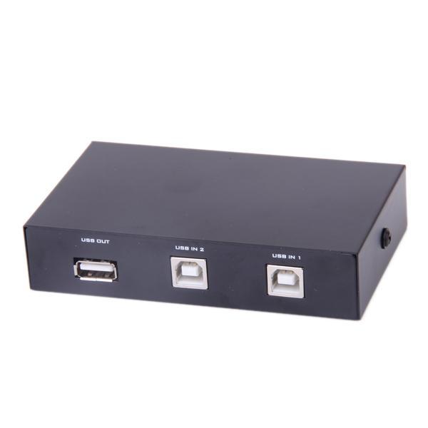 USB 2.0 Mini Sharing Switch Box Hub Dual Port For PC Scanner Printer