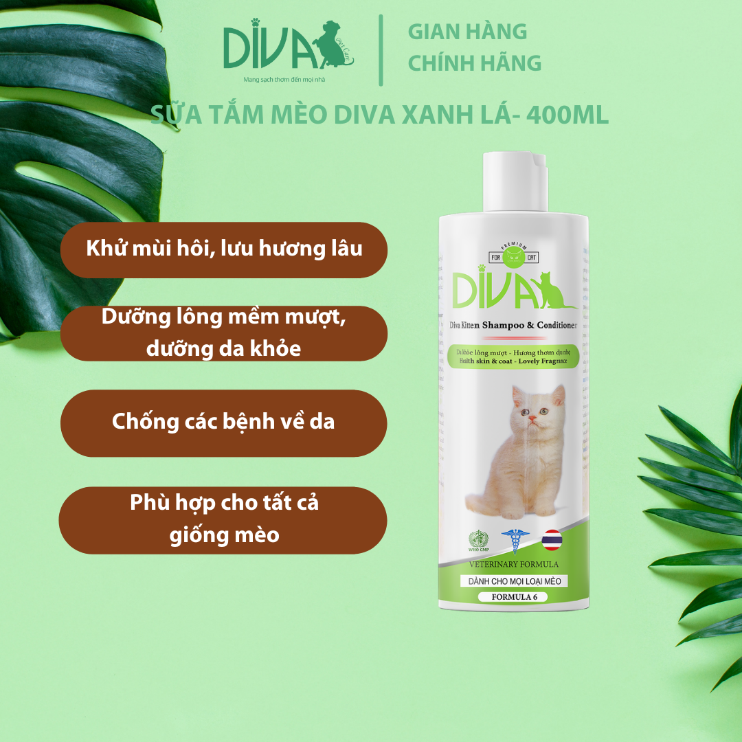 SỮA TẮM MÈO DIVA XANH LÁ 400ML (DIVA FORMULA 6)