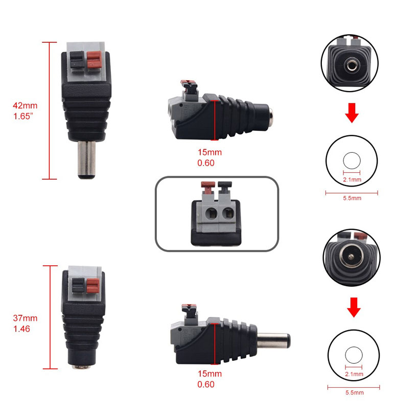 Bộ 5 jack cắm nguồn điện DC đuôi đực cái nối nhanh