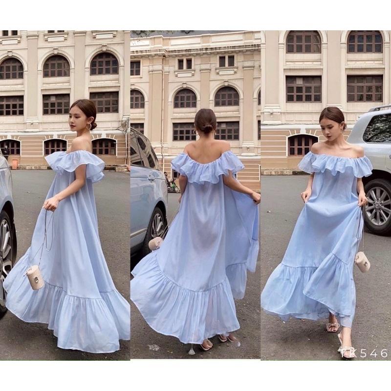 ĐẦM TRỄ VAI MAXI NHIỀU MÀU