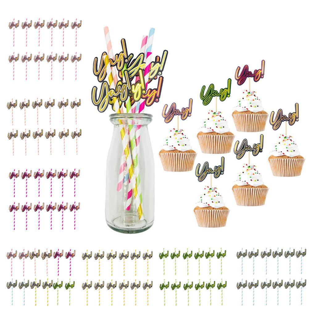 12 Pieces Party Paper Straws Rainbow Stripe Paper Drinking Straw