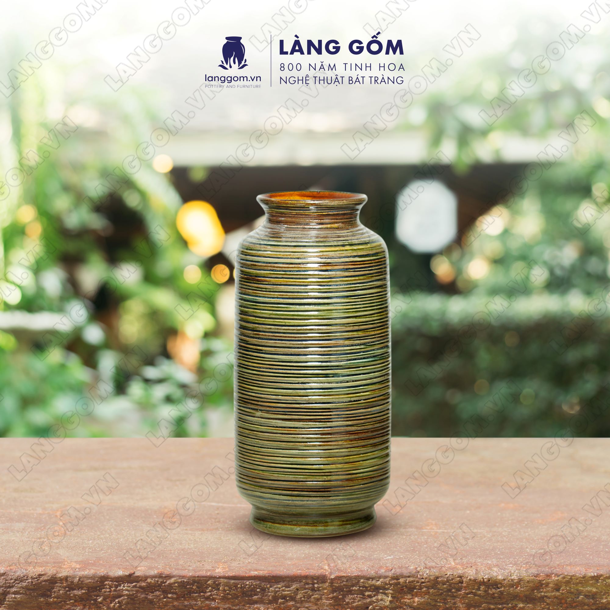 Bình hoa, lọ hoa Gốm sứ Bát Tràng cao cấp Men hỏa biến nhiều màu sắc dáng Trụ dùng làm quà tặng, trang trí - Làng Gốm