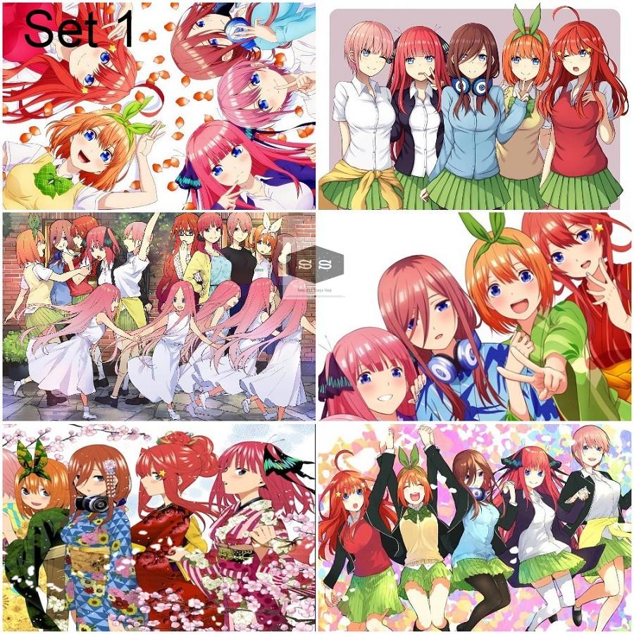 Bộ 6 Áp phích - Poster Anime Nhà Có 5 Nàng Dâu – Go Tobun No Hanayome (bóc dán) - A3,A4,A5