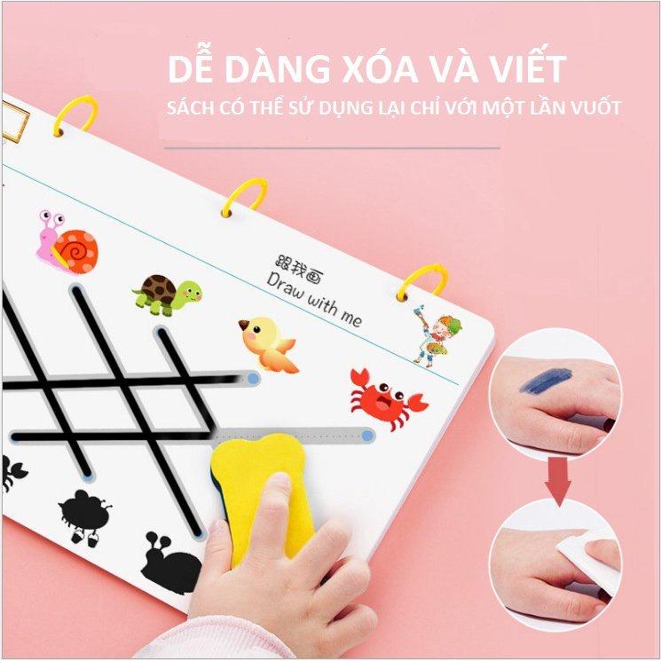 Tập Đồ Chơi Tập Tô Vẽ Thông Minh Sách Tô Xóa Thông Minh Cho Bé Kèm Bút Dạ Và Bông Xóa