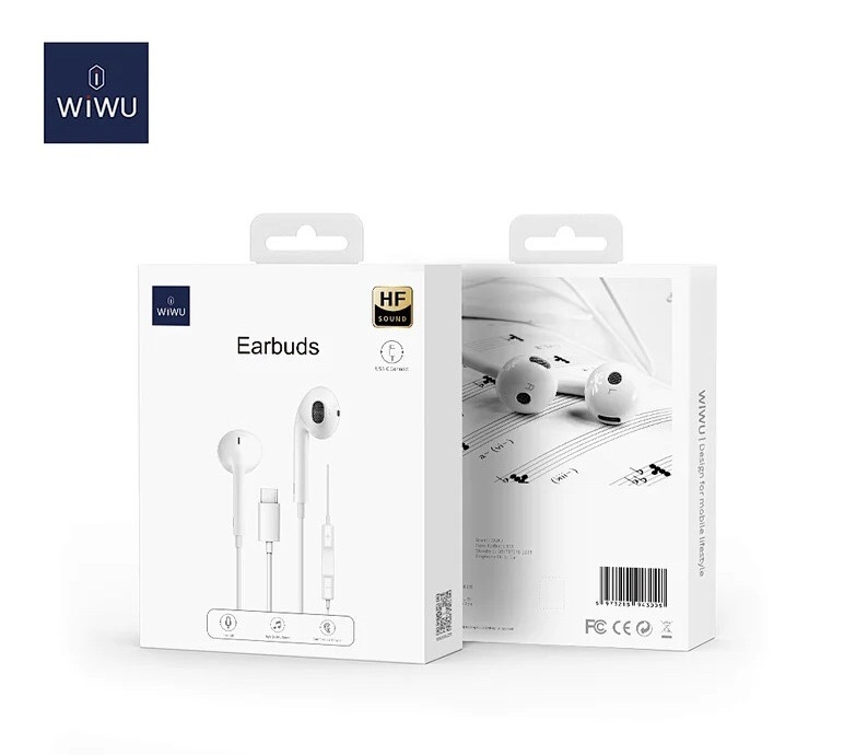 Tai nghe Wiwu Earbuds EB303 dành cho các thiết bị chân type c, với micro tích hợp, hỗ trợ gọi điện thoại, điều khiển nhạc - Hàng chính hãng