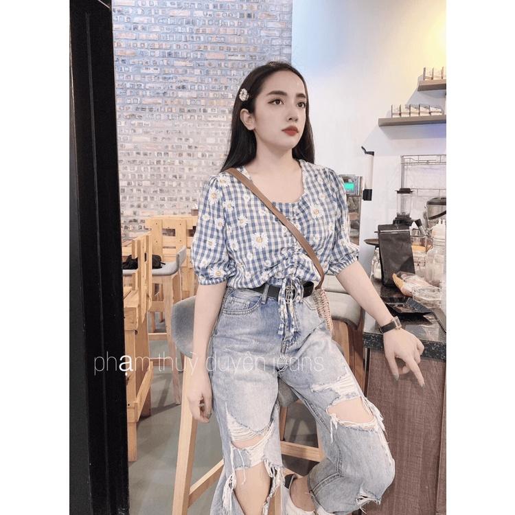 ĐẦM SUÔNG NỮ CARO PHỐI NÚT DỌC