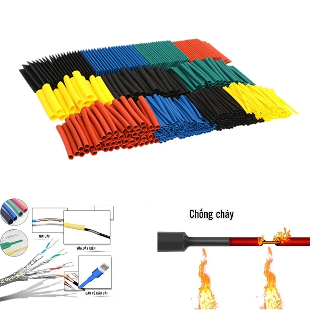 Bộ Ống Gen Co Nhiệt Thu Hẹp Nhiều Màu Đủ Size Kích Thước Giúp Cách Điện Bảo Vệ Dây Cáp Giúp Sửa Chữa Dây Điện Nhanh Chóng - Hàng Nhập Khẩu