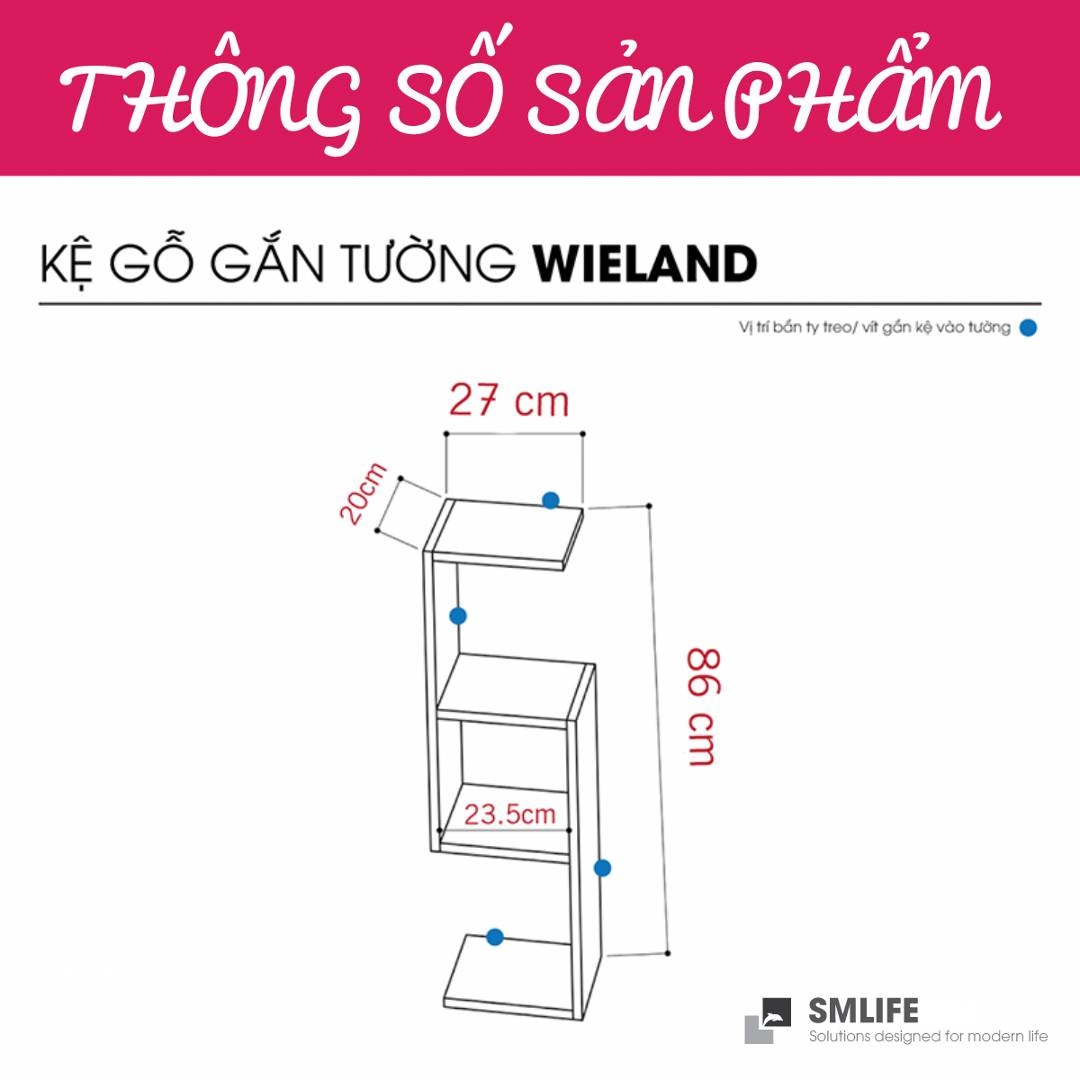 Kệ gỗ treo tường trang trí hiện đại SMLIFE Wieland