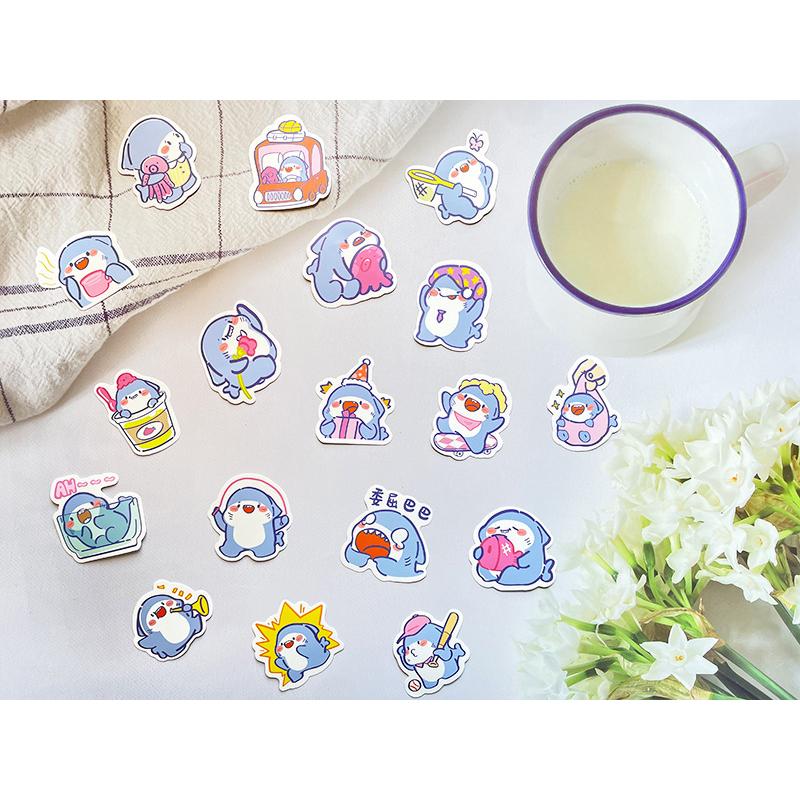 Sticker CÁ MẬP TRUNG QUỐC hoạt hình cute trang trí mũ bảo hiểm,guitar,ukulele,điện thoại,sổ tay,laptop-mẫu S94