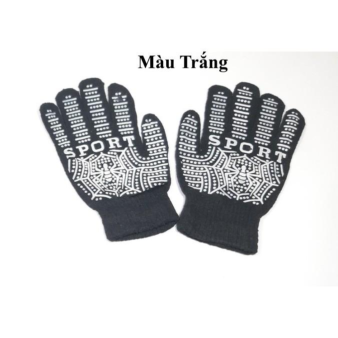 GĂNG TAY LEN NAM Chống nắng Giữ ấm Bít ngón In hình nhện SPORT Chất liệu len mềm Co giãn