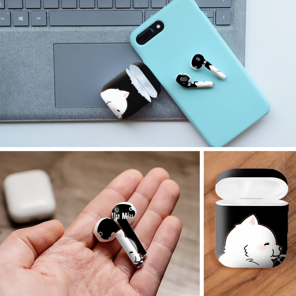 Miếng dán skin chống bẩn cho tai nghe AirPods in hình thiết kế - atk091 (bản không dây 1 và 2)