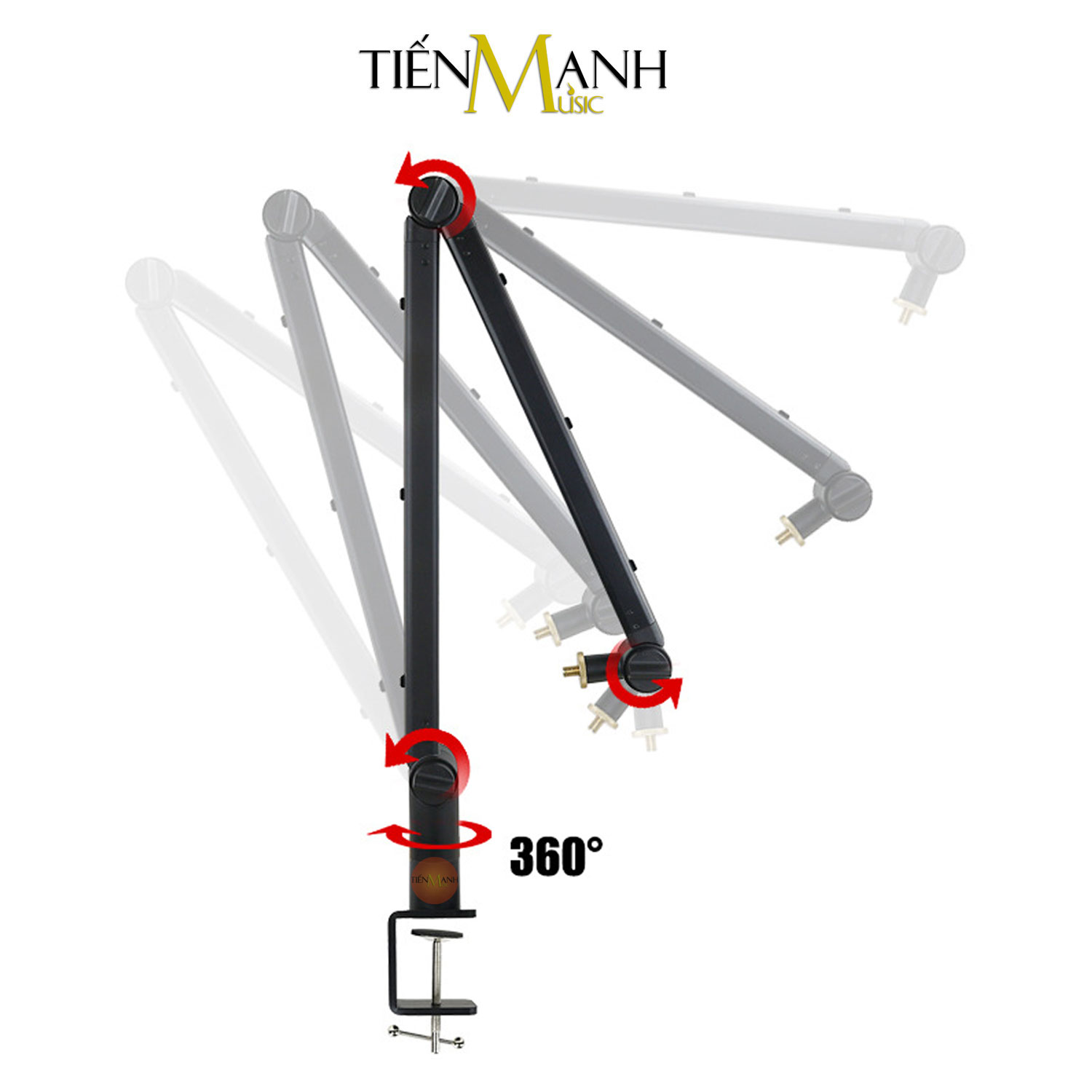 Chân Micro Kẹp Bàn Boom Arm Dr.Mic 2A - Giá Đỡ Đế Mic Stand Microphone Thu Âm LiveStream Hàng Chính Hãng - Kèm Móng Gẩy DreamMaker