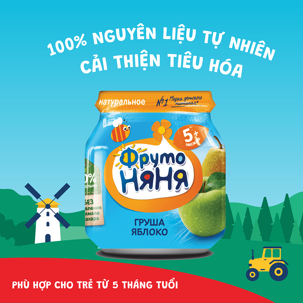 Trái cây nghiền vị táo và lê Fruto Nyanya 100g