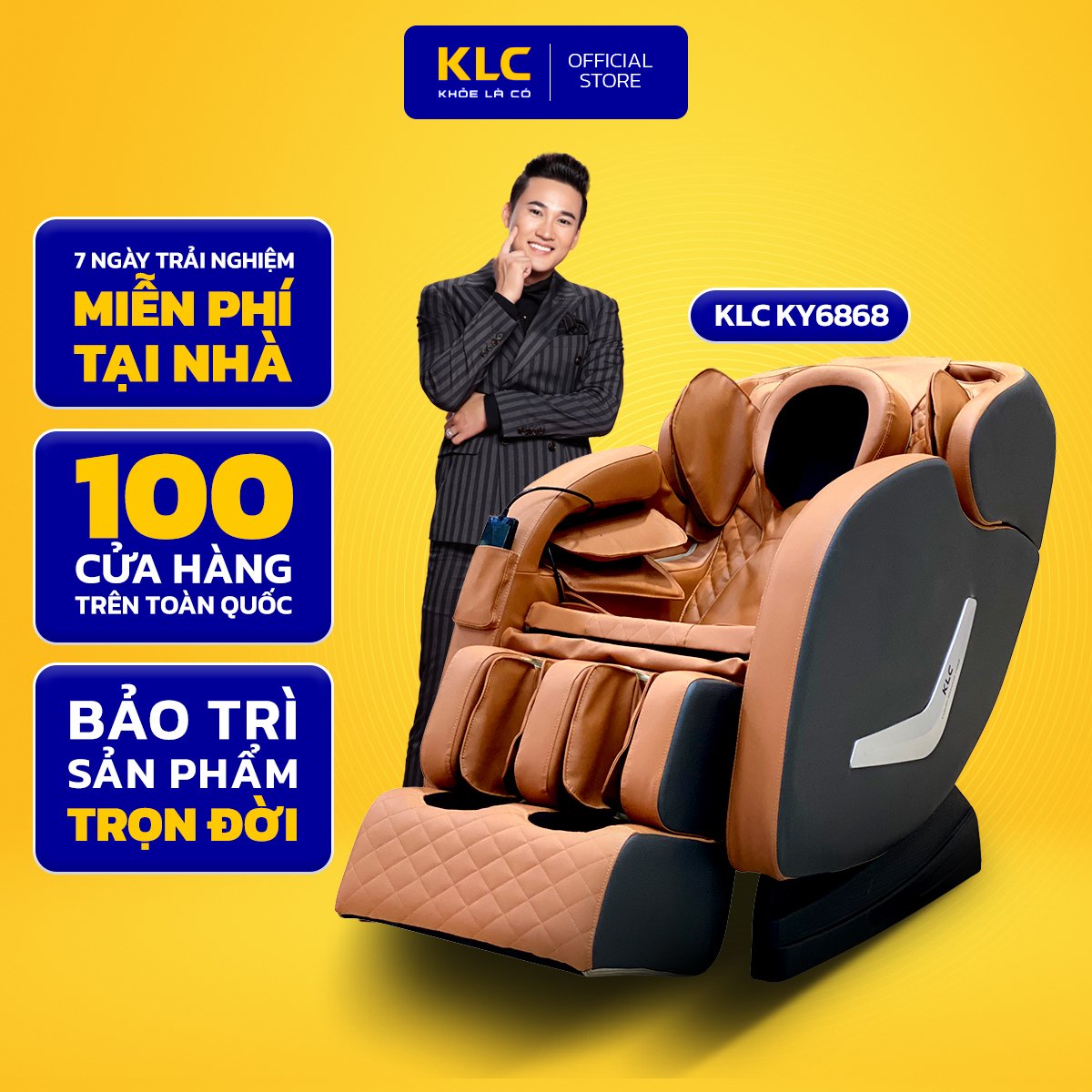 Ghế massage toàn thân KLC KY6868, Công nghệ hồng ngoại kết hợp con lăn 2D, hệ thống cảm biến quang học