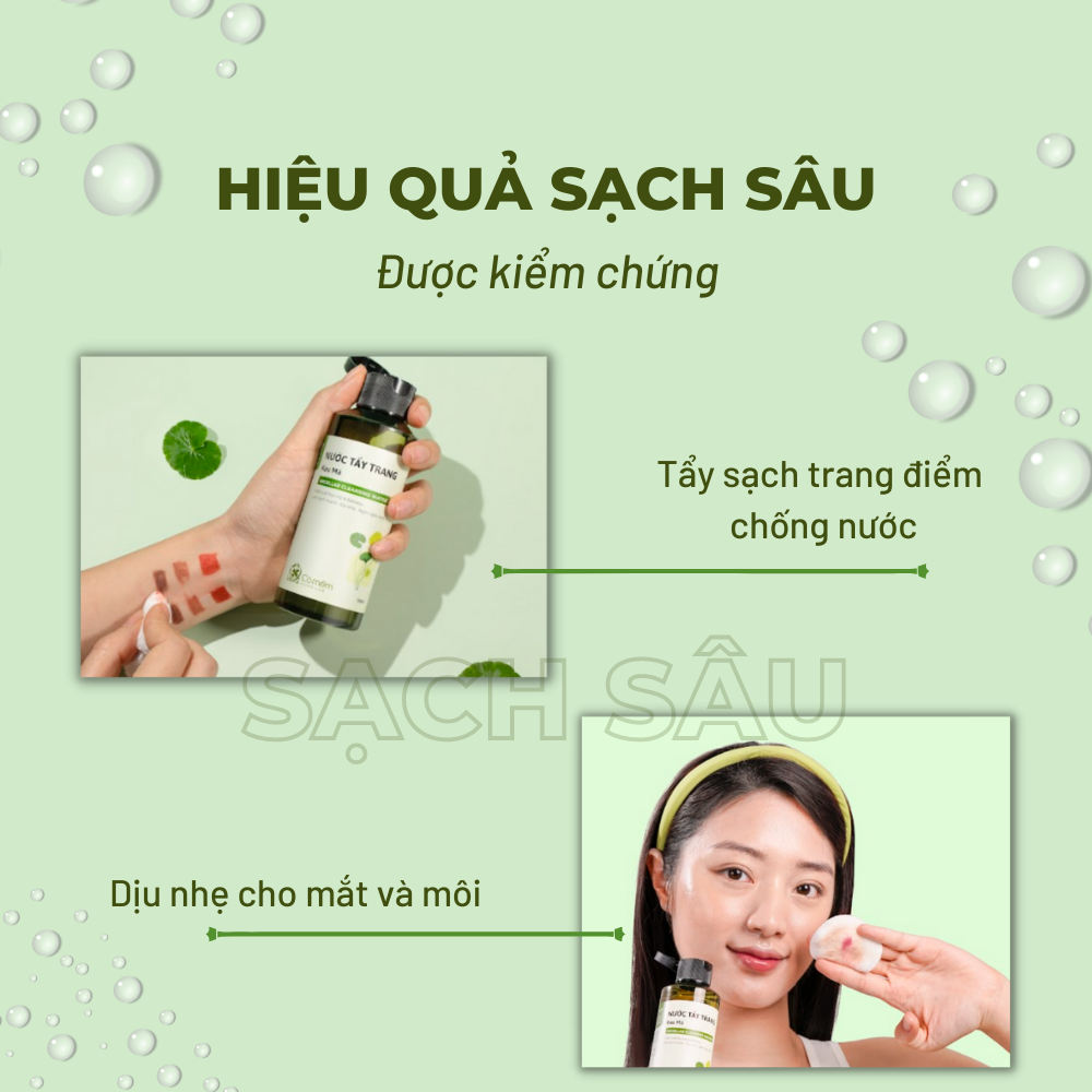 Nước Tẩy Trang Và Làm Sạch Sâu Rau Má Cho Da Mụn Da Dầu Nhạy Cảm Cỏ Mềm 150ml