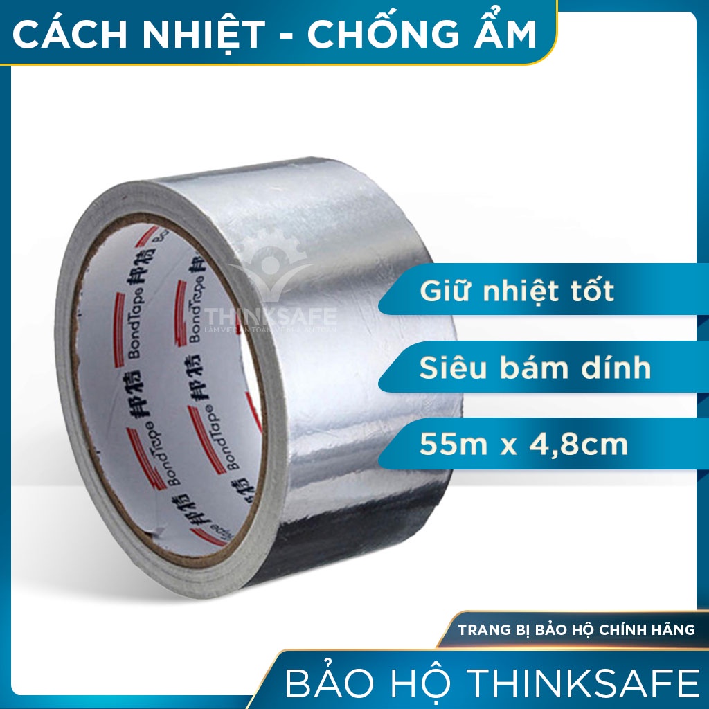 Băng keo bạc nhôm chịu nhiệt, keo cách nhiệt chống cháy, độ bám dính chắc bền